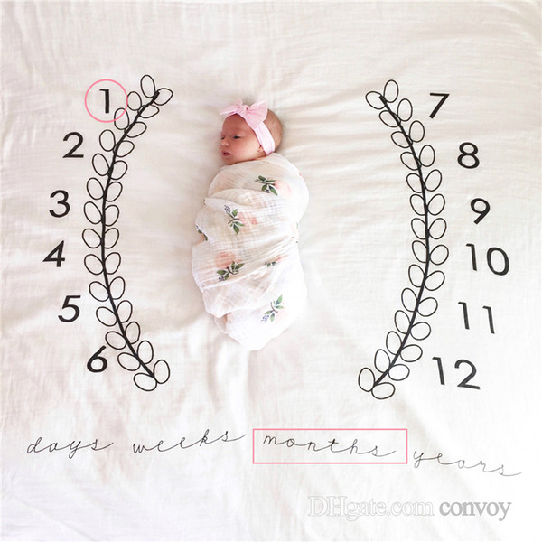 New Baby photography background blanket photo prop Baby backdrops infant Cotton Swaddling wrap soft Number print cloth mat 4 Colors BHB27