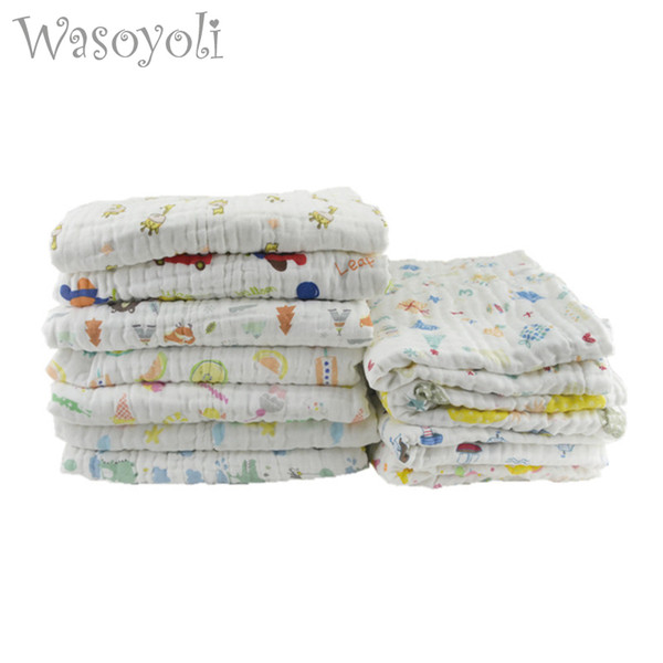 1 Piece Wasoyoli Baby Swaddles 70*140cm 100% Cotton Newborn Blankets 6 Layers Seersucker Muslin Bathing Gauze Stroller Cover