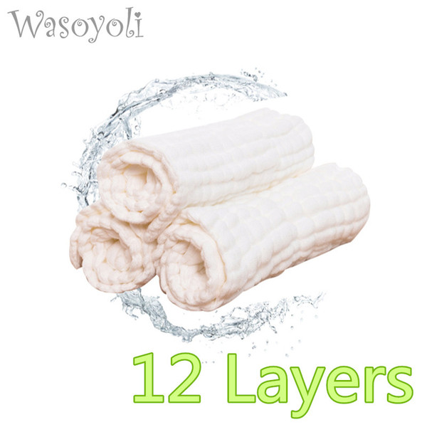 1 Piece Wasoyoli 12 Layers Baby White Blanket 90*110cm 100% Seersucker Muslin Cotton Soft swaddles Newborn Baby Bath Robe Hold Wraps