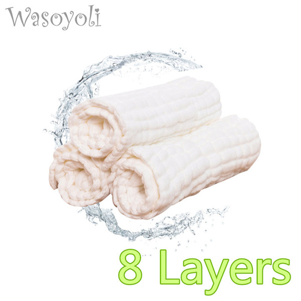 1 Piece Wasoyoli Baby White Swaddles 90*110cm 100% Seersucker Muslin Cotton 8 Layers Newborn Baby Blanket Soft Bath Hold Wraps