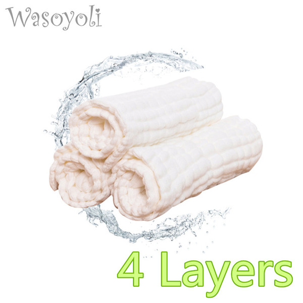 1 Piece Wasoyoli Baby White Swaddles 90*110cm 100% Seersucker Muslin Cotton 4 Layers Newborn Baby Quilt Blankets Soft Bath Hold Wraps