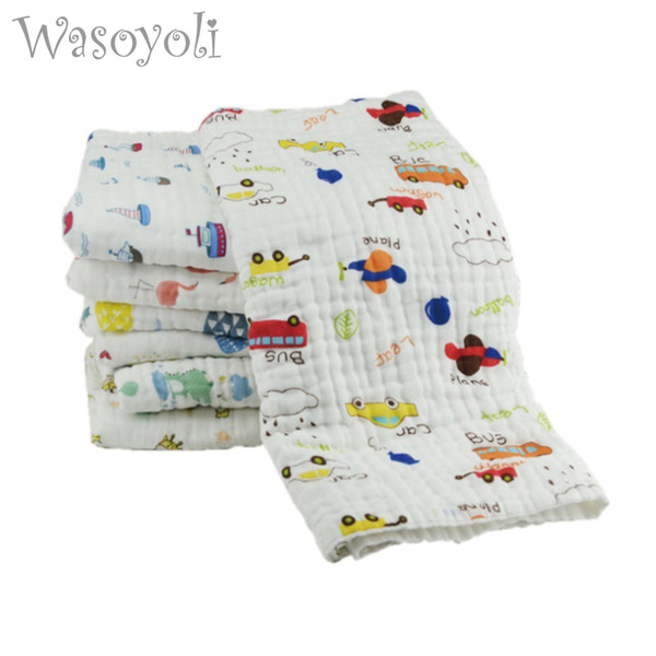 1 Pieces Wasoyoli Baby Swaddles 110*110cm Newborn Blankets 6 Layers Seersucker 100% Cotton Muslin Bathing Gauze Stroller Cover