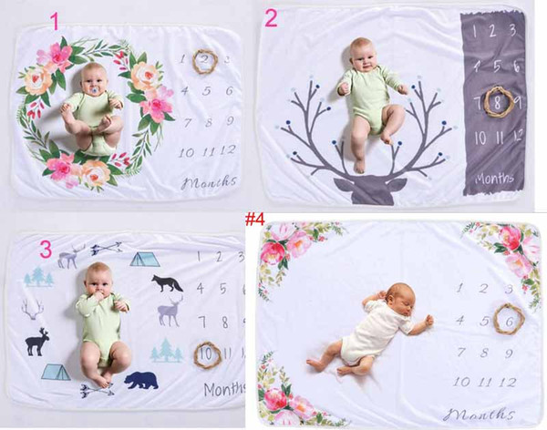 8 styles infant baby photography background commemoration blankets Photographic props Letters flower Animals Photographic fleece blanket