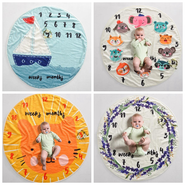 Kid Circular milestone Blanket photography background props Blankets infant Swaddling flower number letter newborn baby wraps GGA409 6PCS