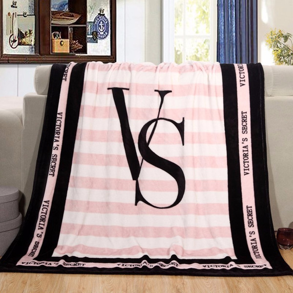 Rectangle stripe Pink VS Secret Flannel Blanket Adjust To Adult/Child use Sofa/travel Blanket best chrismas gift.