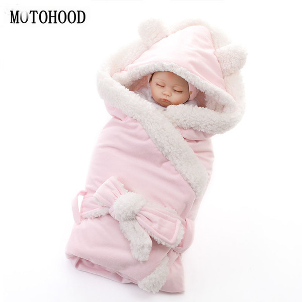 MOTOHOOD Winter Baby Boys Girls Blanket Wrap Double Layer Fleece Baby Swaddle Sleeping Bag For Newborns Bedding Blanket