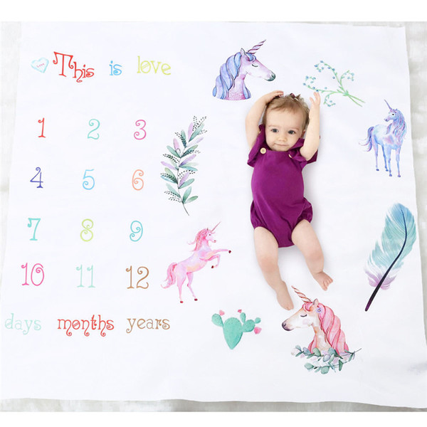15 types newborn photography background props milestone baby photography props infant letter flower baby unicorn blankets Free Gift Frame