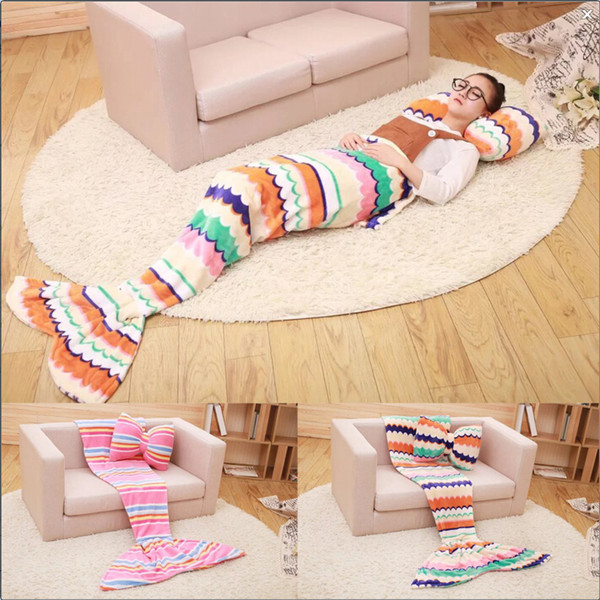 Kids Mermaid Blankets Mermaid Tail Blanket Mermaid Tail Sleeping Bag Sofa Nap Air Condition Blankets Super Soft Bedroom Blankets A1238 10