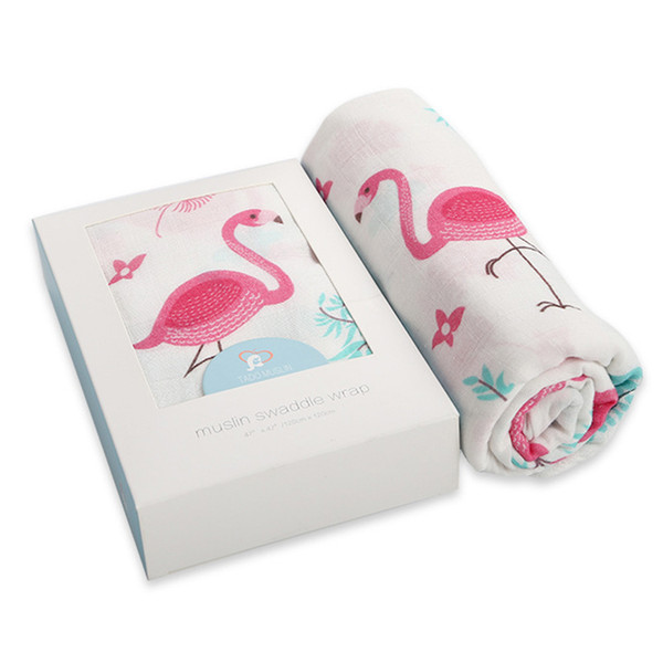 Ins Baby Muslin Swaddles Wraps Organic Cotton Flamingo Blankets Nursery Quilt Robes Bedding Newborn Ins Swadding Bath Shower Towels Parisarc