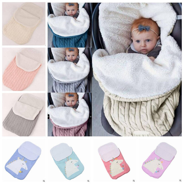 Baby Sleeping Bags INS Winter Baby Blanket Unicorn Infant Swaddling Soft Newborn Stroller Cart Swaddle Cotton Warm Sleep Sack YL595