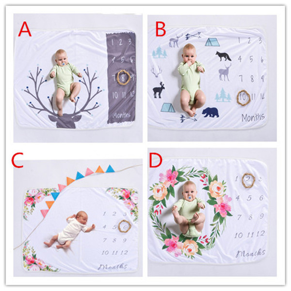 Xmas 76*102CM newborn photography background props baby photo prop fleece floral deer printed backdrops infant swaddle blankets wraps soft B