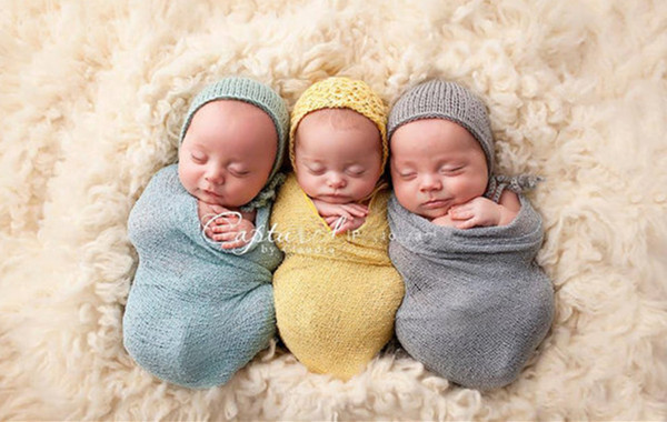 22 Colors New Newborn Baby Receiving Blankets Cotton Yarn Elastic Blankets Swaddle Photography props 40*150cm NC087