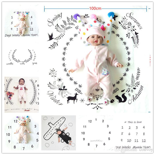 Newborn baby photography background props Infant photo fabric backdrops Children blankets wrap letter flower numbers print cloth BHB40