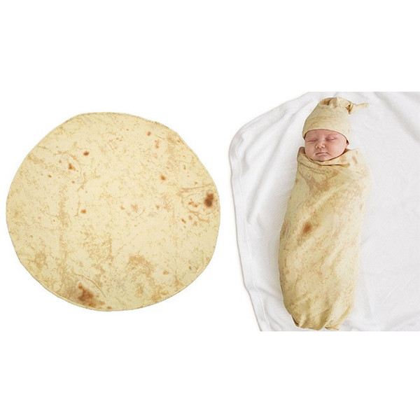 Creative 56cm Burrito Blanket Baby Flour Tortilla Swaddle Blanket Sleeping Swaddle Wrap Hat Set 1PC +1PC Hat &s