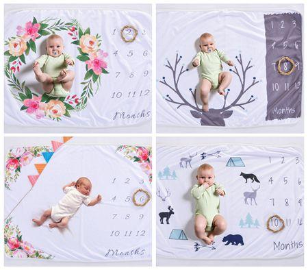 newborn photography background props baby photo prop fleece floral printed backdrops infant swaddle blankets wraps soft milestone blankets