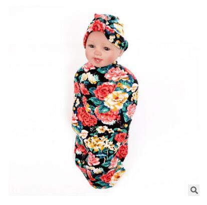 Swaddle Wrap Blanket Baby Flower Nursery Bedding Towelling Baby Infant Wrapped Towels with Flower Hats Gifts for Baby Blanket Free Shipping