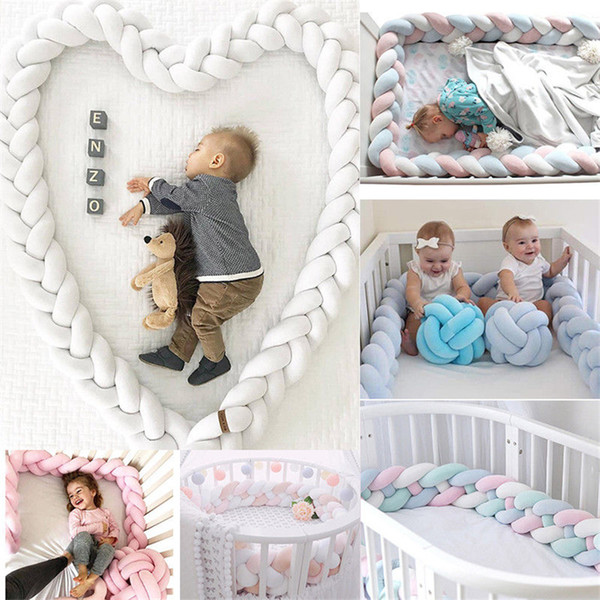 Baby Bed Bumper 4 Braids Baby Bed Decor Pure Weaving Plush Knot Crib Bumper Protector Infant Room Decor