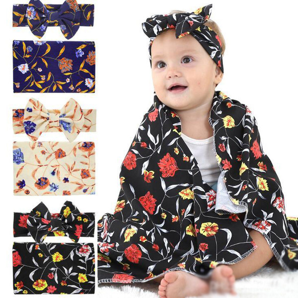 2019 New Baby Florals Swaddle Wrap Blanket Wraps Blankets Nursery Bedding Towelling Baby Infant Wrapped Cloth With Headband