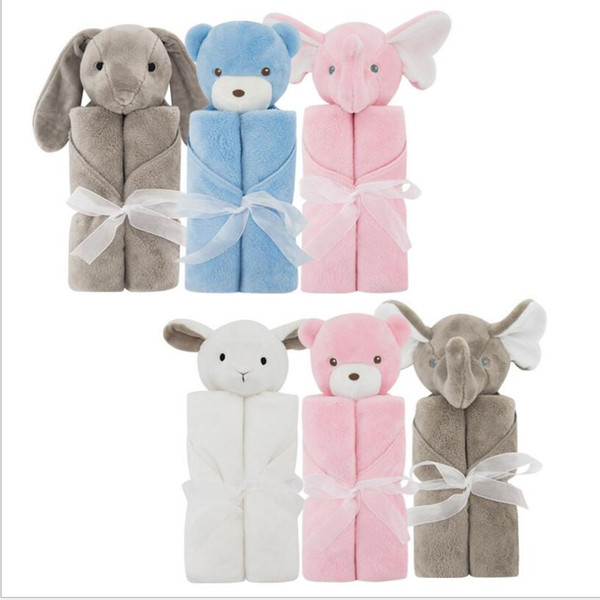 200Pcs Baby Bedding Blanket Rabbit Bear Elephant Animal Toy Head Soft Blanket Newborn g Swaddle Wrap76*76cm Coral Fleece Plush Blankets