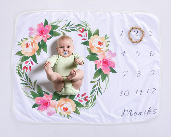 Newborn Baby Photo Wrap Blanket Fleece Backdrops Easter Infant Blankets Letter Print Floral Soft Baby Swadding Blanket Photo Cloth Mat