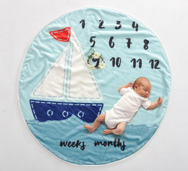 Kid Circular milestone Blanket photography background props Blankets infant Swaddling flower number letter newborn baby wraps 95cm