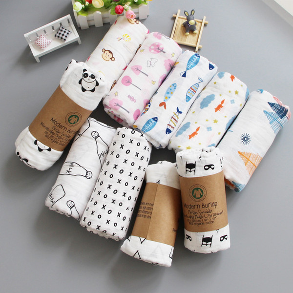 Animal Muslin Baby Swaddle Blanket Gauze Bath Towel 2 Layer Cotton Newborn Scraf Baby Bedding Sleeping Wrap Kids Play Mat INS Explosion