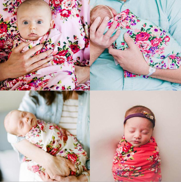 Europe Baby Flowers Swaddle Wrap Blanket Wraps Blankets Nursery Bedding Towelling Baby Infant Wrapped Cloth With Headband 14663