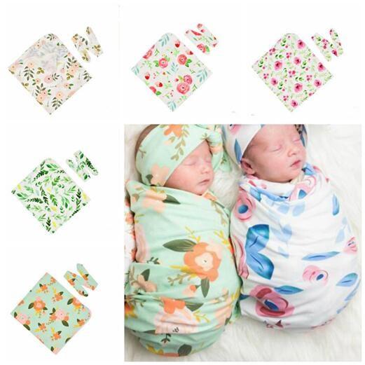 Photography Props Baby Blanket Newborn Blankets Baby Wrap Hair Band Set Swaddling Infants Wrap Flower Toddlers Baby Sleeping Bag Gifts