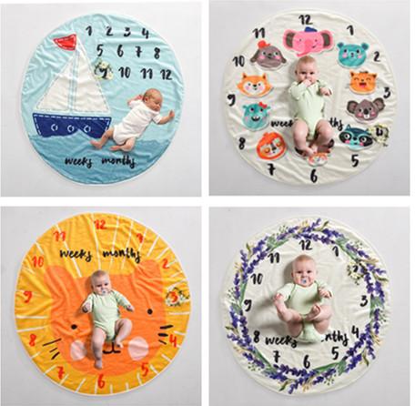 Ins Infants Baby Circular milestone Blanket photography background props Soft Blankets Kids Swaddling newborn wraps children play mat