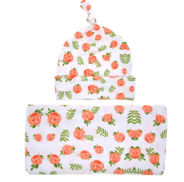 European style baby flower swaddle wrap blanket nursery bedding wrapped towels with flower hat high quality