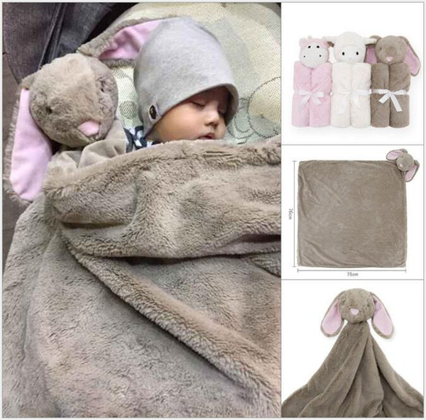 2018 Kids INS Crystal velvet rabbit bear Blankets elephant Blankets Winter Warm infant Swaddling cartoon baby bed sheet Sleeping Bag