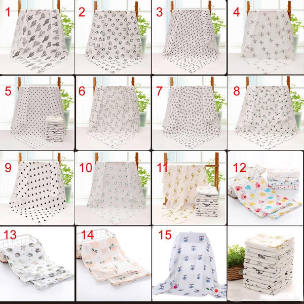 15 styles baby Muslin Swaddles 100% cotton Blankets Nursery Bedding Newborn Swadding Bath Towels 120x120cm toddler Nursery Bedding Blankets