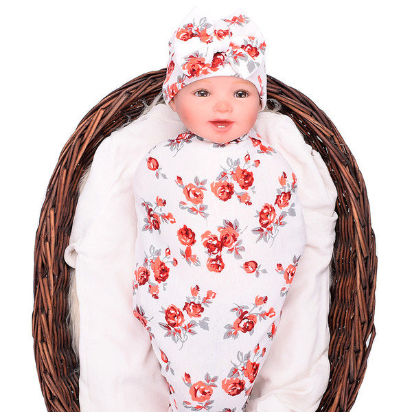 Baby Boys Girls Muslin Blanket & Headband Newborn Baby Soft Cotton Cocoon Sleep Sack Two Piece Set New Infant Baby Swaddle HT009