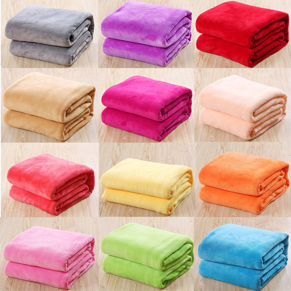 Warm Coral Plaid Baby Blankets Travel Flannel Rug Sofa 12 Solid Color Fleece Swaddle Blankets 17111802