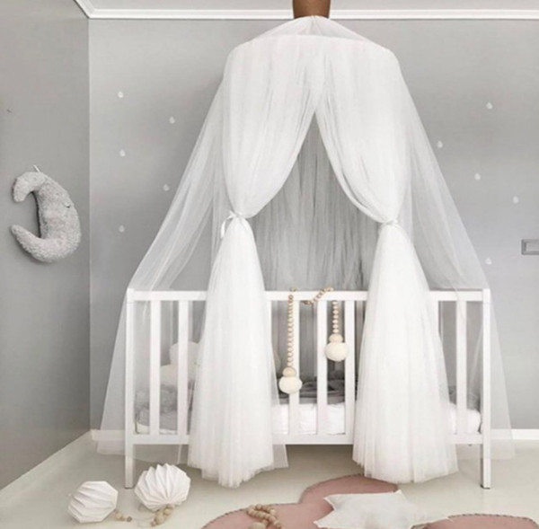 INS Baby lace crib netting nordic style dome mosquito net curtain for bedding kids Bows room decor newborn photography props F7595