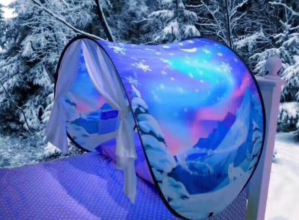 Dream Tent Fantasy Foldable Unicorn Moon White Clouds Cosmic Space Snow Tent Fancy Sleeping Prop Without Night Light