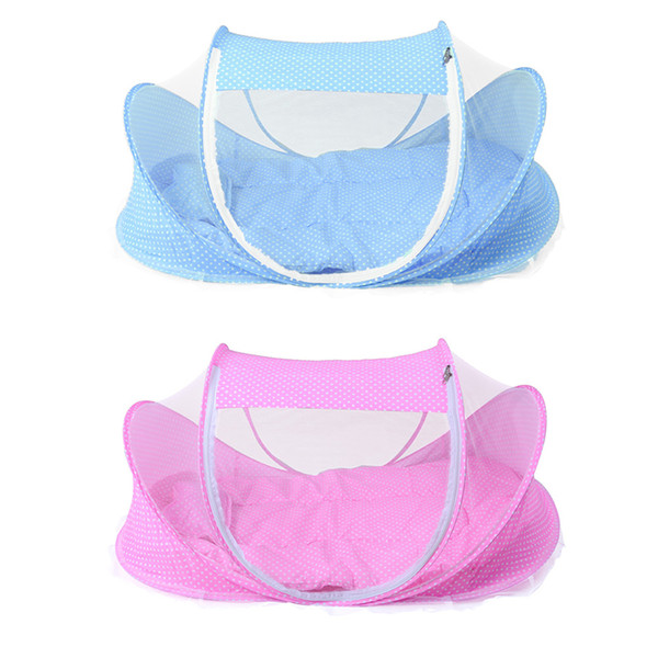 4PCS/SET Baby Crib Baby Bed With Pillow Mat Set Portable Foldable Crib With Netting Newborn Infant Bedding Sleep Travel Bed WCW504