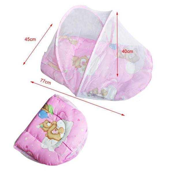 Wholesale- Portable Baby Bed Crib Folding Mosquito Net Insect Cradle Bed Netting Canopy Cushion Mattress For Infant Mattress Pillow