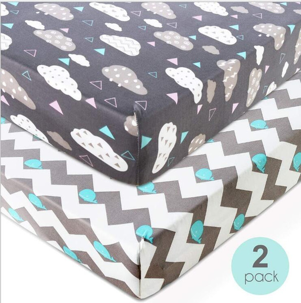Crib Mattress Cover Protector For Girls Boys Whale Animal Cloud Fitted Sheet For Newborn Girls Boys Cotton 2pcs/ lot Gifts Kids Bed Sheet