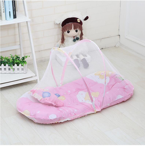 Baby Summer Portable Mosquito Net Baby Crib Folding Mosquito Netting accessories Infant Bed Crib Net Children Pillow without Installation