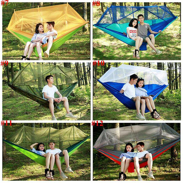 Hammock Outdoor Double-person Parachute Portable Handy Fabric Mosquito Net Field Hiking Camping Tent Garden Swing Hanging Bed 260*140