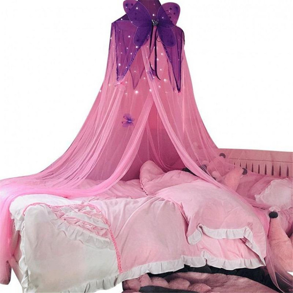 New Children Room Dome Bed Canopy Bed Valance Tent Mosquito Net With Blue Stars Suitable For Baby Cribs