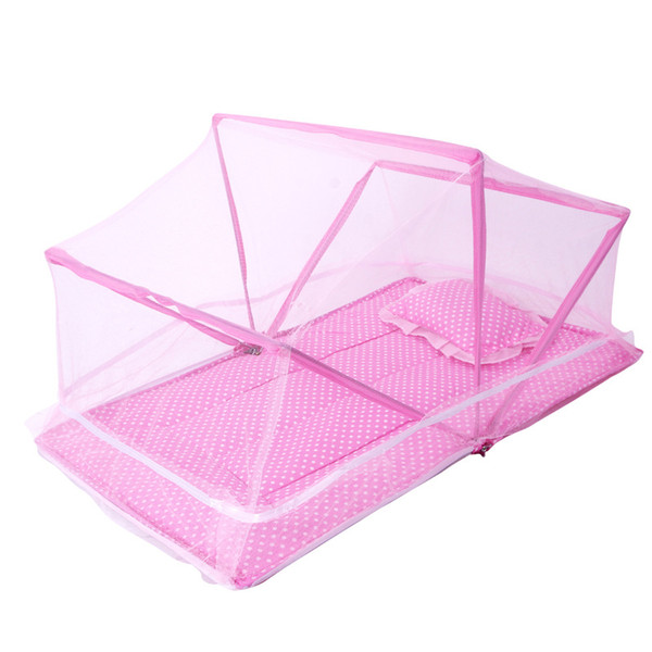 2016 summer Hight Quality Brand Foldable Portable Baby's Mosquito Net For Infants Babies Bed Canopy Nets+Coon Pad+Pillow