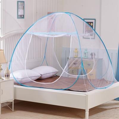 China 100% polyester 150*200*150cm portable folding Pop up bed mosquito net mongolia mosquito net encrypted for 2 doors Free Shipping