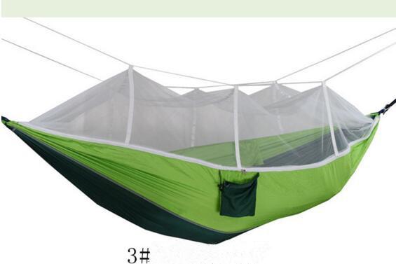 Hammock Outdoor Double-person Parachute Portable Handy Fabric Mosquito Net Hiking Camping Tent Garden Swing Hanging Bed 260*140 EZYQ471