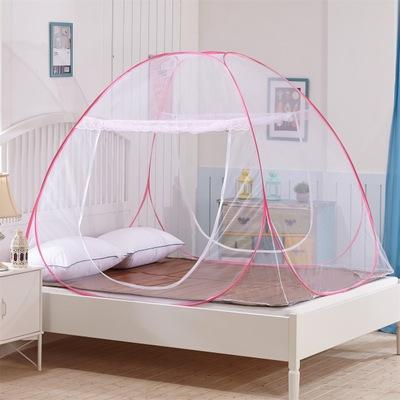 China 100% polyester 120*190*140cm portable folding Pop up bed mosquito net mongolia mosquito net encrypted for 2 doors Free Shipping