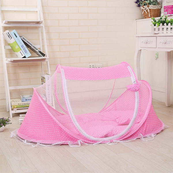 Wholesale- mosquito net foldable tent infant newborn folding slpeep mat with cotton pillow travel portable soft children baby crib bedding