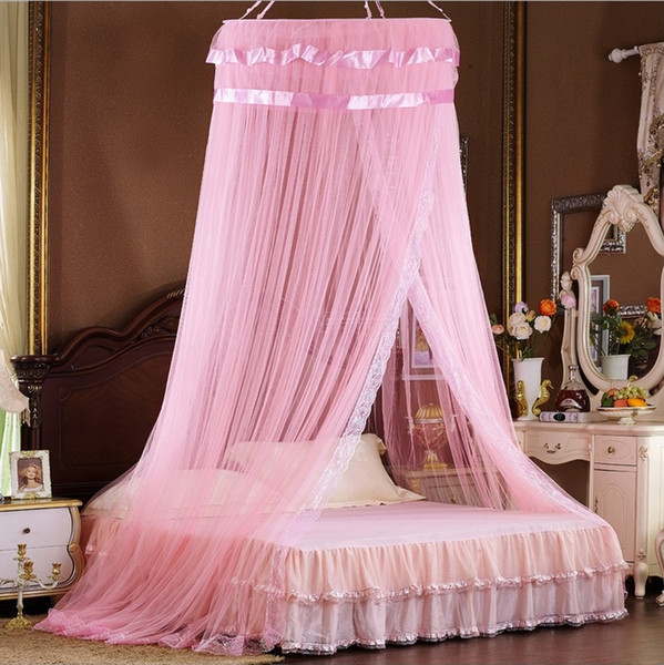 Vieeoease Bed Canopy Bed Curtain Round Dome Hanging Mosquito Net Tent Curtain Moustiquaire Zanzariera Lace Playing Home Klamboe EE-241