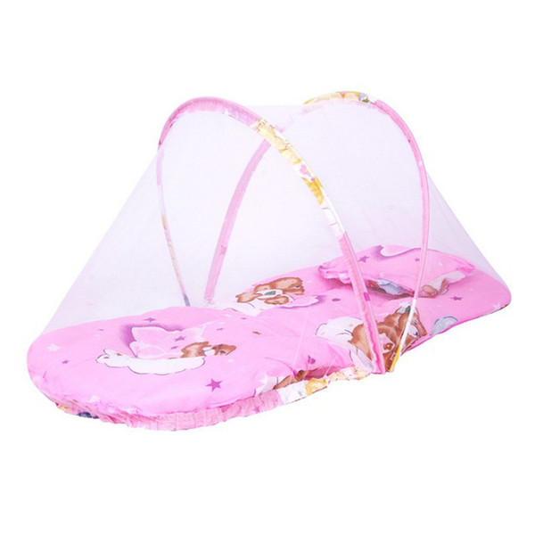 Lovely Baby Infant Folding Type Mosquito Crib Net High Quality Portable Travel Bed Tents With Cotton Mattress & Pillow for 0-12M