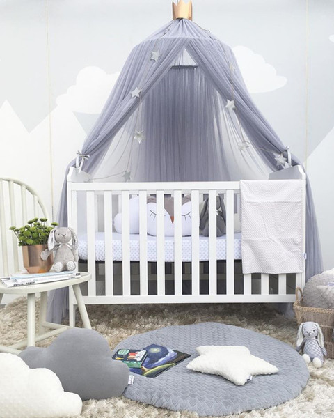 240cm Baby Crib Netting Princess Dome Bed Canopy Children Bedding Round Lace Mosquito Net for Baby Sleeping Gift 7 Colors